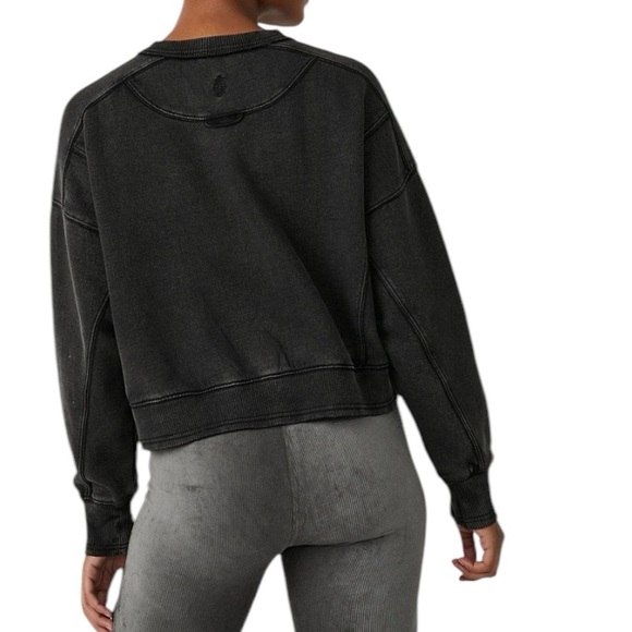 Free People x Hatch Intercept Maternity Pullover Sweatshirt Black Medium New - Picture 4 of 12